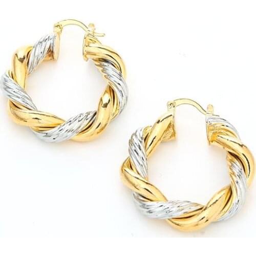Ethiopian Jewelry Two Tone Twisted Hoop Earring Jewelry Exquisite Women Earrings