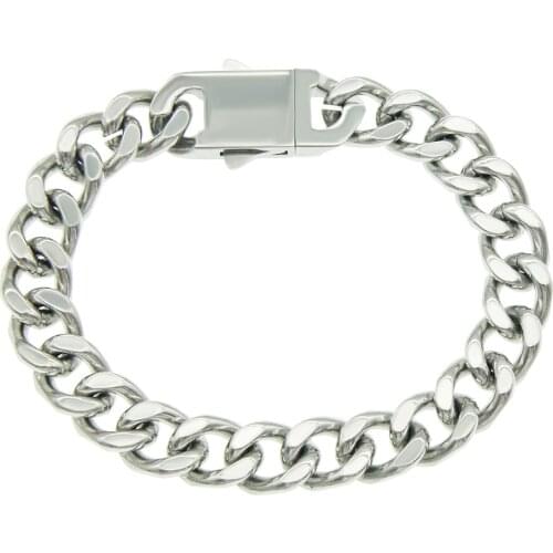 Europe and America Stainless Steel Miami Cuban Chain Mens Bracelet Personalized Hip Hop Street Dance Glossy Retro Bangles