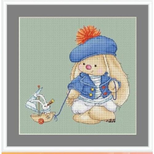 HH MM Gold Collection Counted Cross Stitch Kit Cross stitch RS cotton with cross stitch Bonnie Rabbit - Sailor