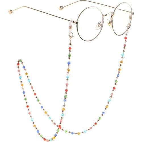 JGL0023 Colorful Glass Crystal Glasses Chain for Ladys Eyeglass Lanyard Reading Chain Accessories Sunglasses Lanyard Strap charm