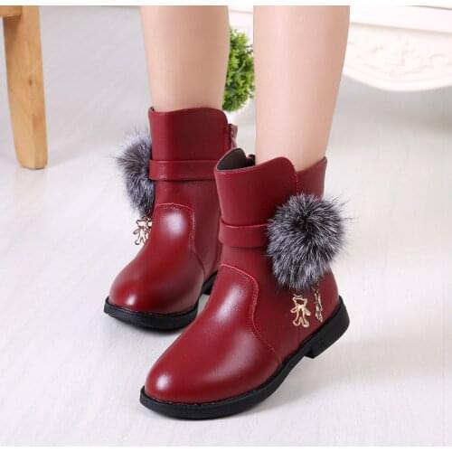 Classic Winter Children Snow Boots Plush princess boots Waterproof Kids Shoes for Red Girls Winter Plush Warm Non Slip Toddler