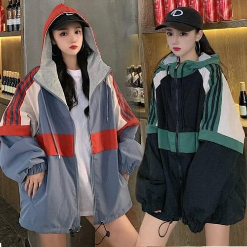 2021 New In Spring Autumn Harajuku Wears Baseball And Hooded Jacket On Both Sides Large Womens 200 Jin Fat Mm Loose BF Befree
