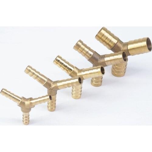 LOT 2 Y Hose Barb I/D 4mm 6mm 7mm 8mm 10mm 12mm 14mm 16mm 3 Ways Brass Coupler Splicer Connector Fittings