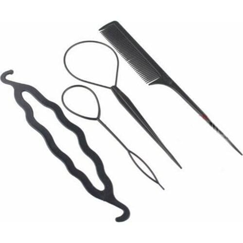 4pcs/set Women Girls Fashion Braid Tool Hair Band Headband Hair Twist Styling Clip Stick Bun Maker