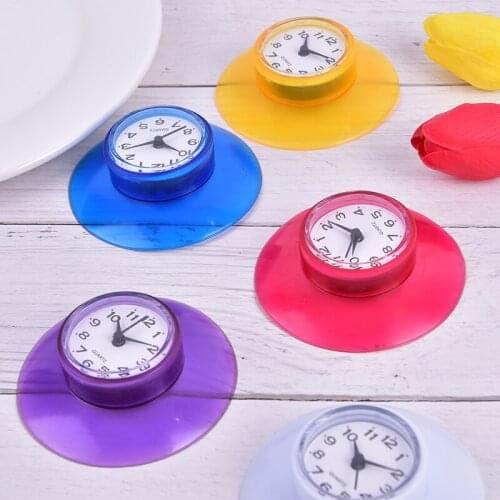 New style Bathroom Kitchen Waterproof Sucker Clock Shower Booth Powerful Adhered Fashion home sucker clock