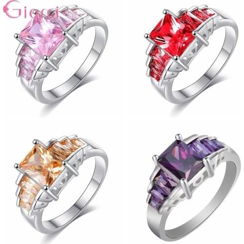 New Arrivals Genuine 925 Sterling Silver Rings For Women Bright Crystal Rings Elgegant Women Fashion Jewelry For Wife Grilfriend