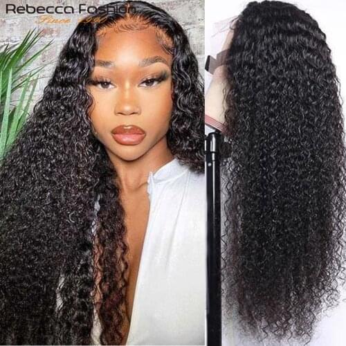 Rebecca Kinky Curly Lace Front Human Hair Wig Pre-Plucked Curly Lace Frontal Wig 13X4 Curly Human Hair Lace Wig With Baby Hair