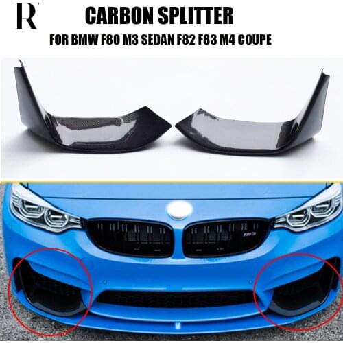 1 Pair Carbon Fiber Front Bumper Side Splitter Apron for BMW F80 M3 F82 F83 M4 2014 - 2019