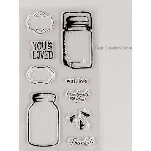 Diy scrapbooking stamps clear glass jar stamps transparent label frame stamps cardmaking