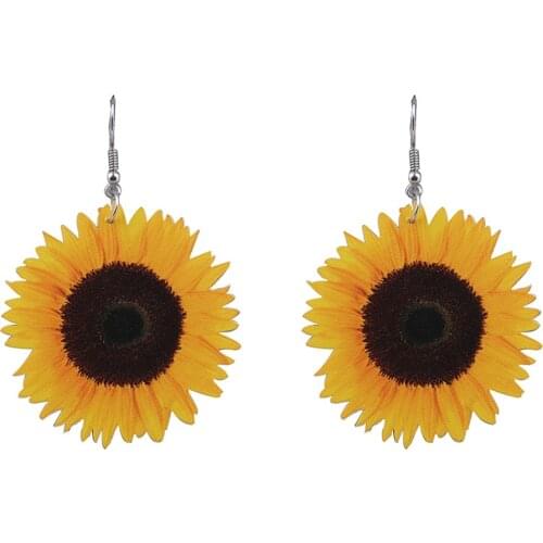 New Lovely Sunflower Earrings for Women Girls Statement Big Daisy Flower Dangle Earrings Fashion Charm Jewelry Gifts