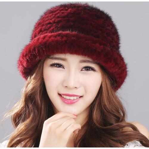 The Korean Version Of The Autumn And Winter Fur Hat Female Mink Mink Thick Warm Wool Knitting Hat Fisherman Hat Lady All-match