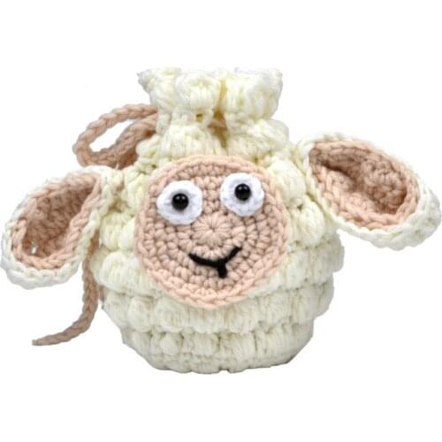 Woollen yarn Fashion color contrast individual creativity lambs adoring girls all-around one shoulder and cross body Bucket Bag