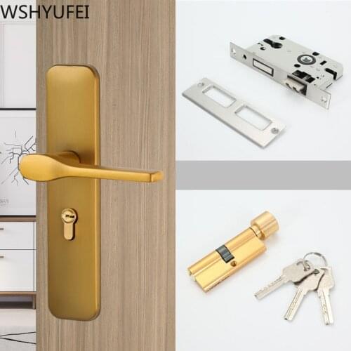 Modern Silent Interior Bedroom Door Handle Stylish Bathroom Door Lock Household Anti-theft Lock Body Hardware Accessories