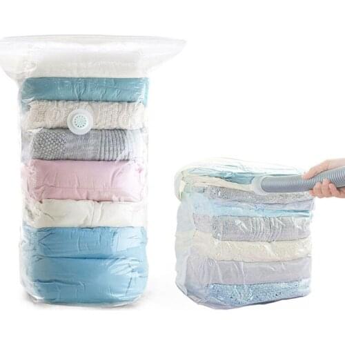 Vacuum Storage Bags Hand Compressed Seal Bag Reusable Closet Organizer for Clothes Quilt Blanket Sweaters Comforter Space Saver