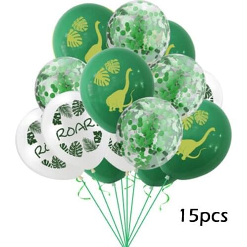 Green Sequin Dinosaur Latex Balloons Pterosaur Brachiosaurus Raptor Roar Leaf Balloons Kids Birthday Party Supply Decorations