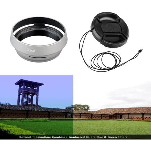 10pcs LH-JX100 Lens Hood + LA-49X100 Adapter Ring + 58mm Lens cap Cover For FUJIFILM Fuji Finepix X100 X100s Silver With Track