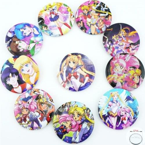 10Pcs/Set Anime Cute Sailor Moon Pins Badges Button Brooch Chest Ornament Of the Clothing Accessoies Collection Cosplay Gifts