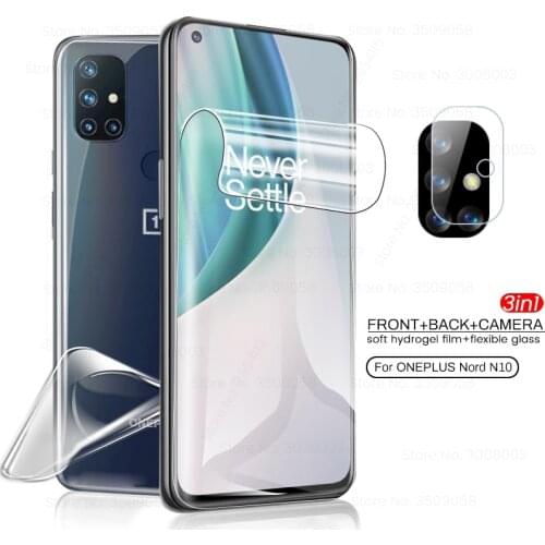 3in1 front+back soft hydrogel film for oneplus nord n10 n100 screen protectors not glass one plus nord n 10 100 camera lens film