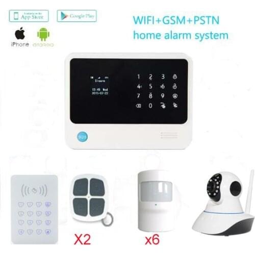 433mhz G90B Wifi GSM alarm sytem Security APP control 720HD wifi ip camera wireless keypad arm disarm smart socket home alarm