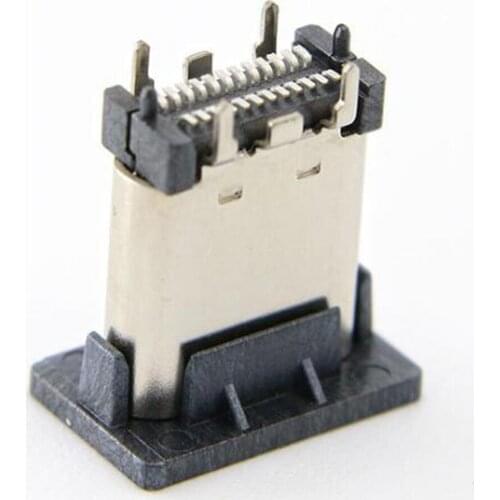 50PCS USB 3.1 TYPE-C FEMALE SOCKET 180-degree vertical SMT 2 fixed foot