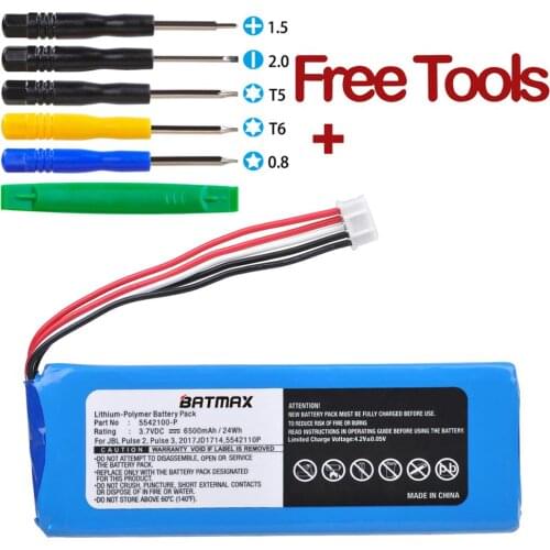3.7V 6500mAh Battery Bateria P5542100-P for JBL Pulse 3 JBL Pulse 2 Wireless Bluetooth Waterproof Speaker