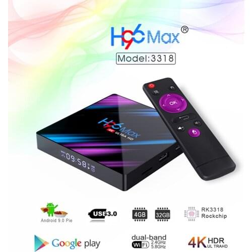Android TV Box Android 9.0 H96 Max Rockchip RK3318 4K Smart TV Box 2.4G&5G Wifi BT4.0 H96Max 4GB 64GB Media Player Set Top Box