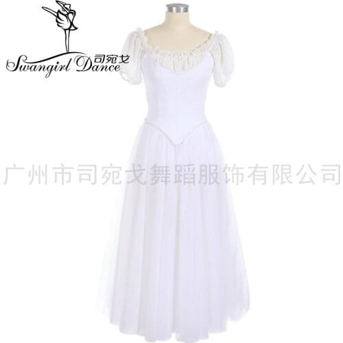 White Fairy romantic professional ballet stage costume long dress with wing adult classical ballet dress BT3026