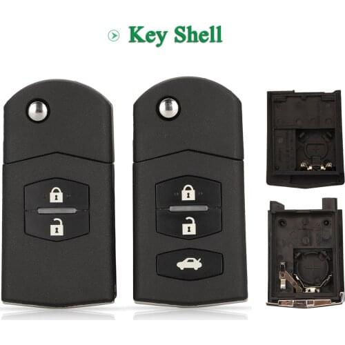 Bilchave 10pcs For Mazda M3 M6 M5 Axela Atenza FOB 2/3 Buttons Flip Remote Car Key Shell Case With Uncut Blade Replacement