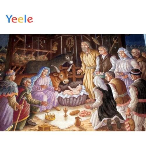Christianity Birth Of Jesus Virgin Mary Party Cattle Food Backdrop Photography Custom Photographic Background For Photo Studio