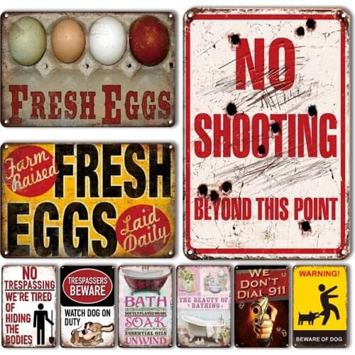 No Trespassing Metal Poster Sign Vintage Yard & Garden Decoration Fresh Eggs Metal Plaque Tin Sign Chic Farm Home Decor
