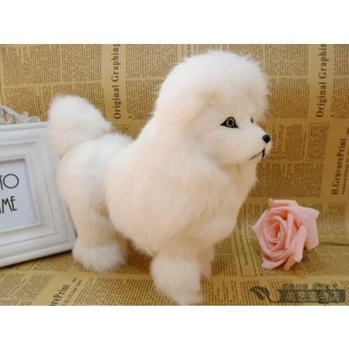 Simulation poodle toy white dog 17x7x15cm toy model polyethylene&furs dog model home decoration props ,model gift d090