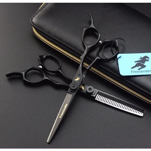 Freelander 6.0 inch Black Personality Turtle Handle Hairdressing Scissors for barber or home use