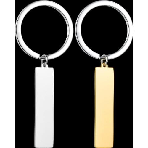 Engraving Piercing Key Chain Ring Stainless Steel Personalized Customized Lucky Charm Logo Name Engraved Car Pet Key Chain