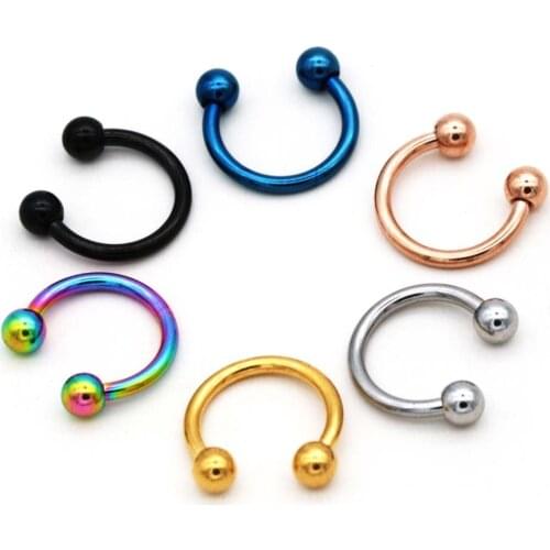 10Pcs The Latest Fashion In Europe and America C Rod Horseshoe Ring Nose Ring Body Piercing Jewelry