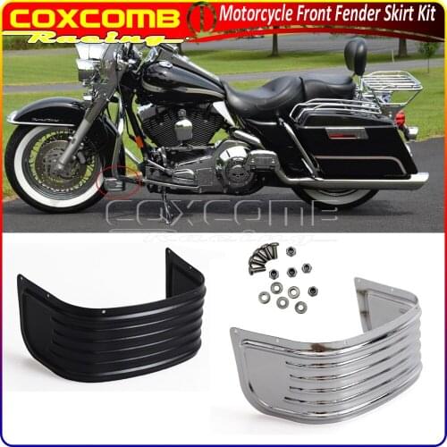 Motorcycle Black/Sliver Front Fender Trim Skirt Cover Kit For Harley Touring Tri Glide Street Glide FLHX FLHTK 2004-Later