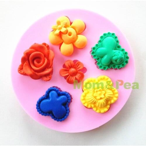 Mom&Pea 0591 Free Shipping Flower & Butterfly Shaped Silicone Mold Cake Decoration Fondant Cake 3D Mold