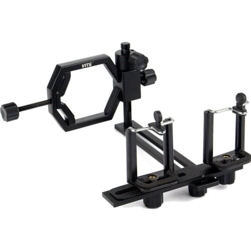 Metal Telescope Camera Adapter Smartphone Adapter with 2 Phone Brackets for Telescope Microscope Binocular Spotting Scope Monocu