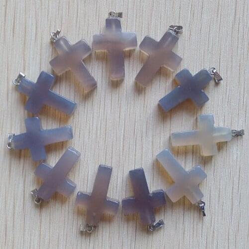 2018 fashion hot sell good quality natural stone cross Charms pendants for jewelry making Wholesale 50pcs/lot free shipping