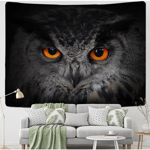 3D Owl Totem Tapestry Wall Hanging Horror Ferocious Witchcraft Psychedelic Bohemian Bedroom Decoration Home Decor