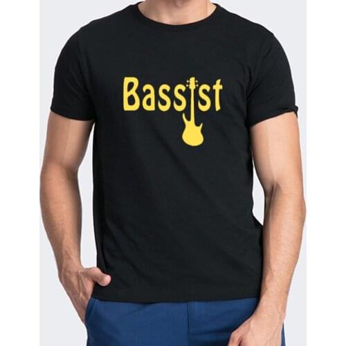 2021 New Summer Style Bassist Guitar T-shirt Funny Music Band Bass Guitarist Rock Tee Short-sleev O-neck Gold Printing Tops