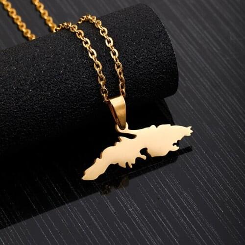 Personality Gold Plated St. Thomas Map Necklace Motorcycle Party Hip Hop Jewelry Cool Stainless Steel Pendant Necklace Gift