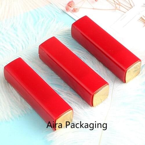 12.1mm Plastic High Grade Red Lipstick Tube Pressed Design Lip Rouge Container Empty Cosmetic Lip Balm Sub Package 40pcs/lot