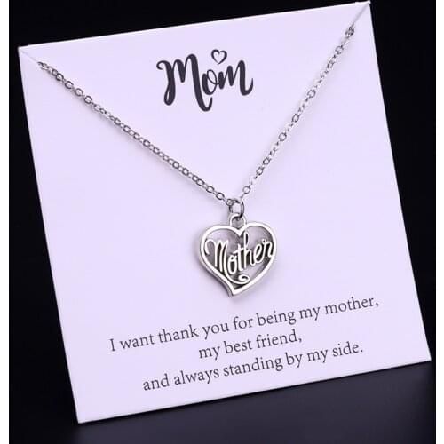 Super Mom Mother Heart Pendant Necklaces Choker Necklace Women Fashion Card Jewelry Christmas Gifts Drop Shipping