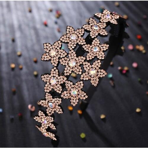 Simple Five-pointed Star Head Wear Luxury Headband for Women Rhinestone Non-slip Border Girl Hairpin Fancy Hair Accessories Gift