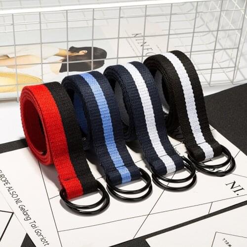 Big Size Belt Belt Personality Double Loop Buckle Nylon Canvas Ladies Belts Men Wild Jeans Fashion Decorative Wide Belt Belts