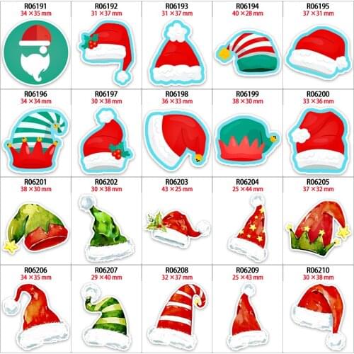 Christmas Hat Planar Resins for Hair Bows Bow-knots DIY Phone Decoration 30pcs/lot R0619 R0620 R0621