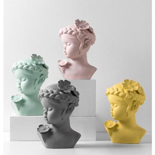 Modern Braids Girl Character Ceramic Statue Ornaments Home Livingroom Desktop Figurines Crafts Office Table Sculpture Decoration