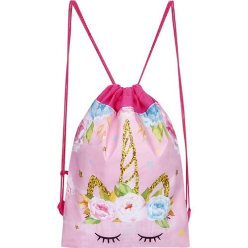 Unicorn Drawstring Bag For Girls Travel Storage Package Cartoon School Backpacks Children Birthday Party Favors