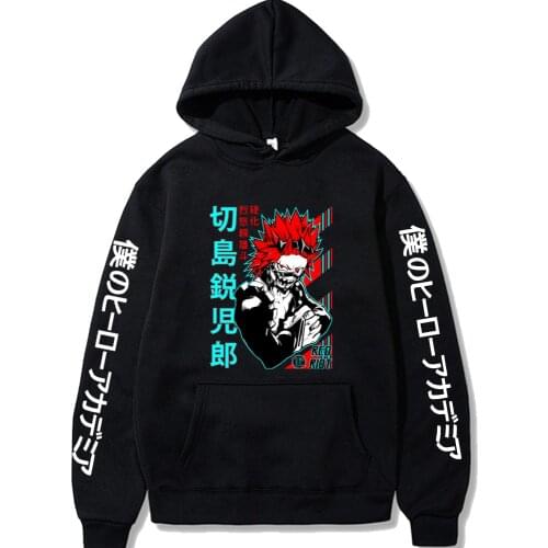 Harajuku My Hero Academia Unisex Hoodies Japanese Anime kirishima eijiro Printed Mens Hoodie Streetwear Casual Sweatshirt