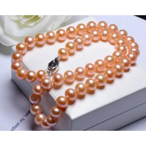 Gorgeous 10-11mm round pink pearl necklace 18inch 36"